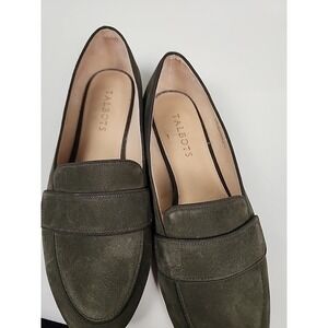 Talbots Woman's Olive Green Suede Leather Slip-on Flats Size 81/2 M